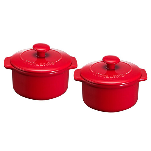 ZWILLING ceramic small bowl stew pot, baby food supplement, steamed egg dessert baking bowl, mini round soup cup 10cm 2 pieces, round stew pot 2 pieces (diameter 10cm)