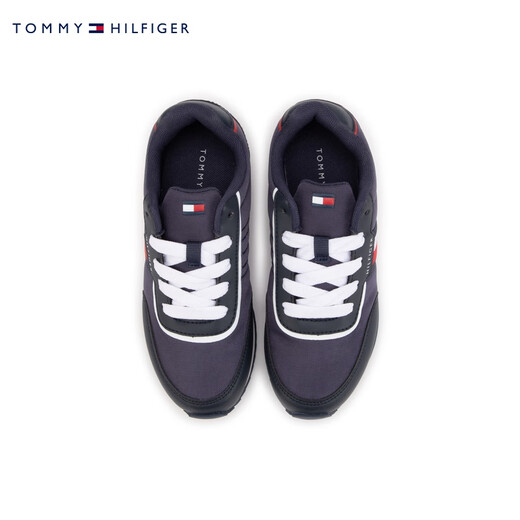 TOMMY HILFIGER children's clothing men's color-blocking striped webbing retro casual shoes sports shoes running shoes travel shoes TH100944 navy blue 695 37
