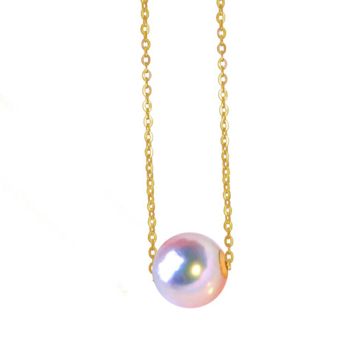 Floating lotus round necklace seawater pearl pendant single clavicle chain a seawater pearl style 9-9 o'clock 5mmx45cm
