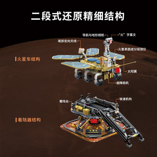 Keeppley -Bausteine und Spielzeug versammelte sich in Chinas Weltraum -Mondforschung Ornamente für Jungengeburtstagsgeschenk Mars Rover Zhurong K10223