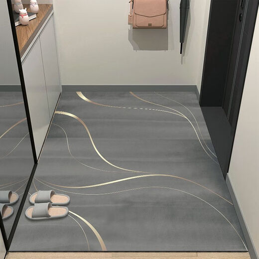 Beiyan entrance floor mat, entrance door mat, door mat, cuttable entrance floor mat, entrance door, water-absorbent anti-slip carpet, light luxury - gray 120cm*150cm