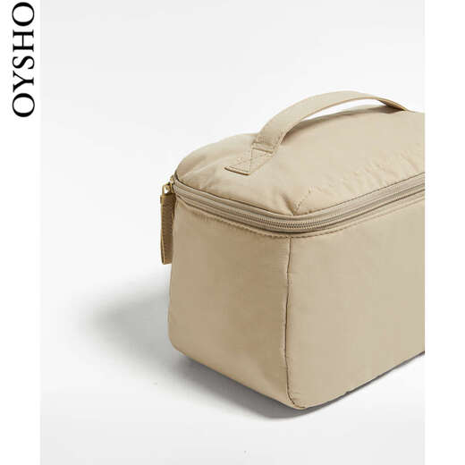 Oysho cosmetics toiletry storage bag travel portable flip handbag 14084380 107 sand color