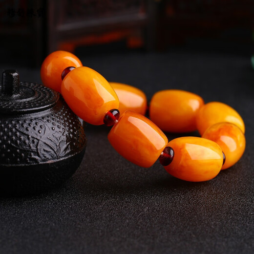 The ultimate Baltic Sea natural old beeswax bracelet for men and women, gold twisted honey unoptimized raw stone amber bracelet with certificate, old beeswax barrel bead bracelet (men's style)