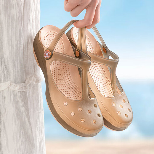 Chaussures de trous Jieliya pour femmes, les personnes âgées, les pantoufles antidérapantes, les chaussures de gelée de plage 2024, les sandales mère, le thé au thé (le modèle amélioré antidérapant est plus fiable) 38 [taille standard]