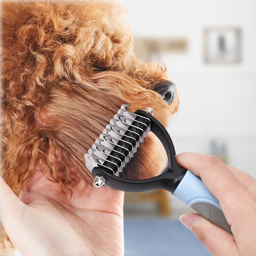 Lanswood Dog Hair Comb Dog Hair Comb Pet Knot Comb Cat Comb Cleaner Removes Floating Hair and Thinning Blue Large 17 Teeth (Universal for Cats and Dogs)