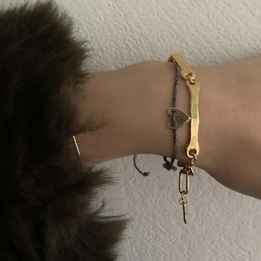 Kechu Korean generation niche sterling silver plated 18k gold retro classic open bracelet/bone bracelet bracelet golden bone (sterling silver plated with real gold) ready for sale