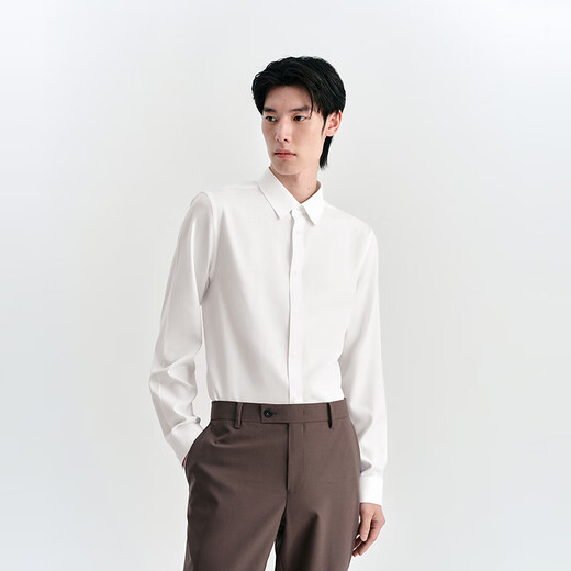 Chemise décontractée pour hommes Peacebird Spring Slim Sveny Shirt Sous -wear Shirt Top White (Slim) M