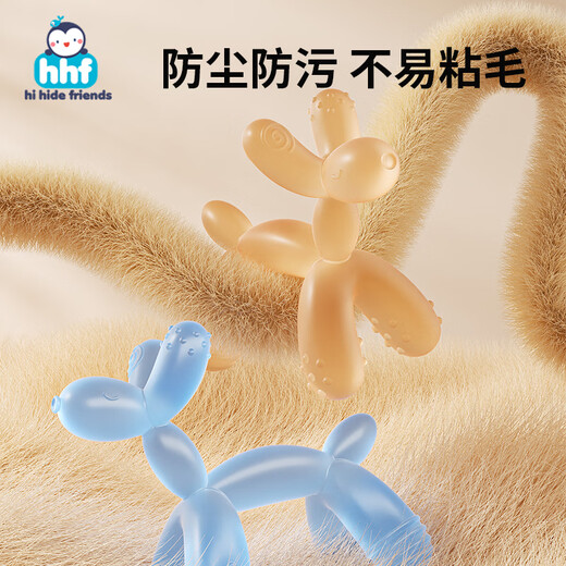 HIHIDEFRIENDS balloon dog teether, baby teething stick, small month-old comfort and anti-eating hand silicone toy, chewable teether during oral period, nano silver (including storage box)