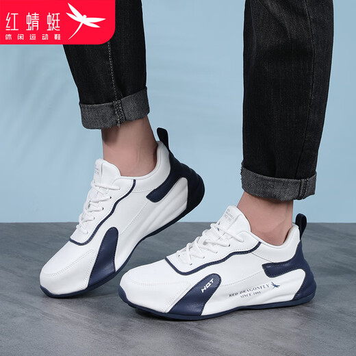 Red Dragonfly men's shoes with sole leather autumn and winter casual shoes men's dad shoes thick sole heightening shoes men WXA342463 white blue 41