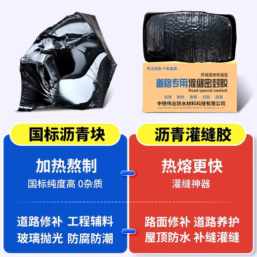 WY asphalt asphalt block solid national standard No. 10 roof waterproofing and leak repair highway road grouting glue crack repair coating 20Jin Jin is equal to 0.5 kg national standard asphalt