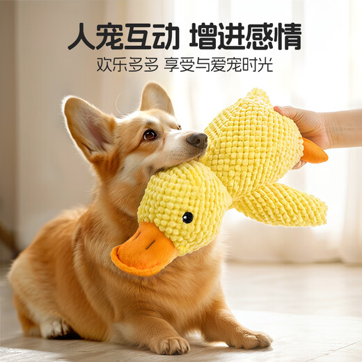 Qi Oh Dog Toys, Teeth Resistant, Medium and Large Dogs, Sound Dog Toys, Border Collie Corgi, Boredom Relief Artifact, Pet Supplies, Sound Toys, Charge Duck, Large Size 45*38cm