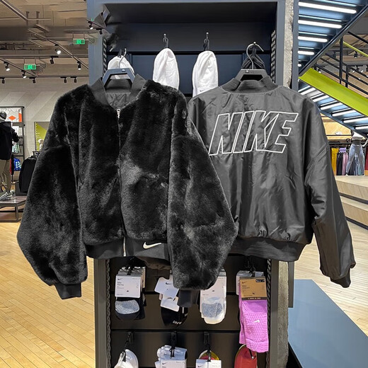耐克（NIKE）外套女装秋冬新款运动服加厚保暖环保皮草上衣夹克FB8693-838 FB8693-010黑色双面穿 S