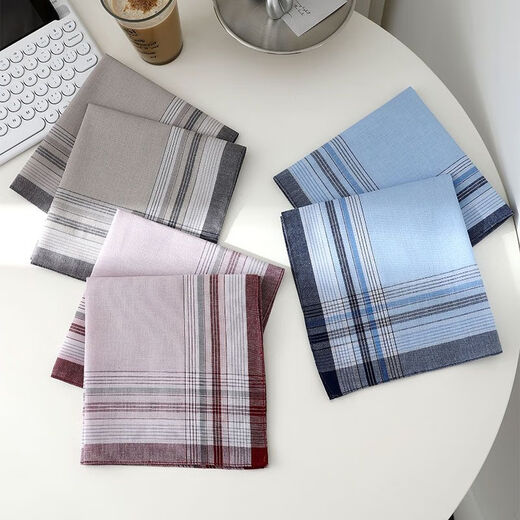 Zeluo nostalgic old-fashioned plaid soft and ancient style men's middle-aged and elderly thin handkerchief cotton sweat-absorbing towel pure cotton retro handkerchief ON# (3 strips) pure cotton about 39CM*39CM