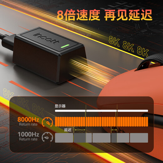 Incote's new product debut G23 V2 micro-motion hot-swappable mouse e-sports gaming office wired wireless Bluetooth three-mode 8K lightweight big hand PAW3950/3395 long battery life G23Pro orange 3950 hot-swappable + competitive firmware free mouse pad