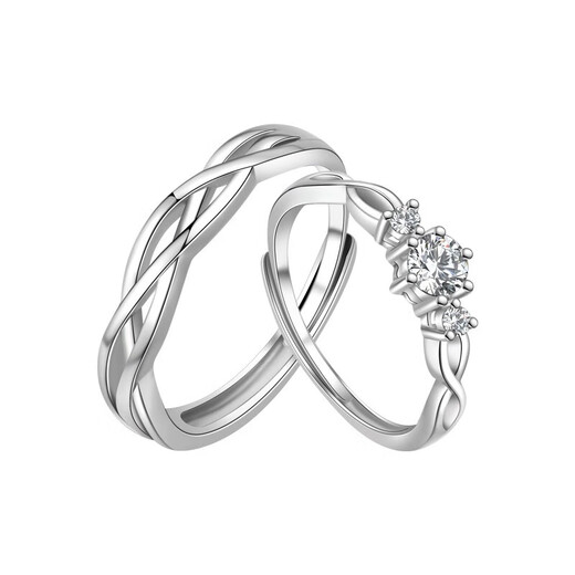MANHE S925 Silver Couple Ring Proposal Ring Women's Women's Engagement Wedding Diamond Ring Men's Adjustable Light Luxurious and High-Grade Sense