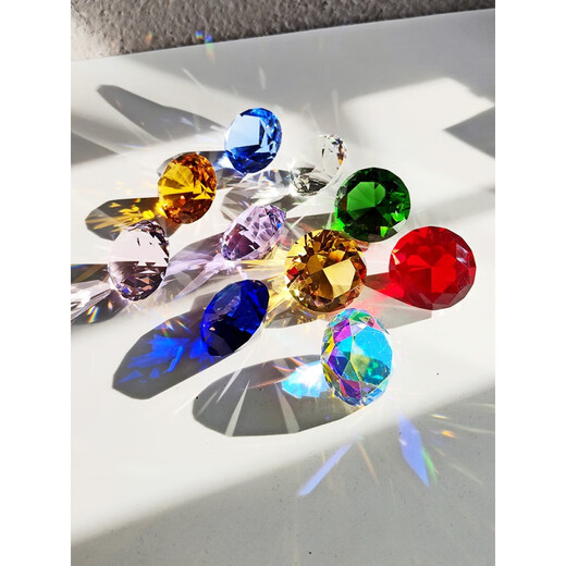 Meifuren K9 crystal glass diamond color artificial gem toy refraction rainbow children's gift gift ins 4 cm colorful diamond