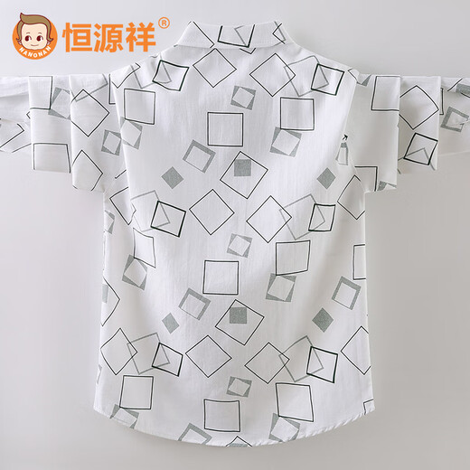 Hengyuanxiang boys' and children's shirts pure cotton long-sleeved spring and autumn middle and large children's casual new fashionable and handsome tops children's shirts yellow 140