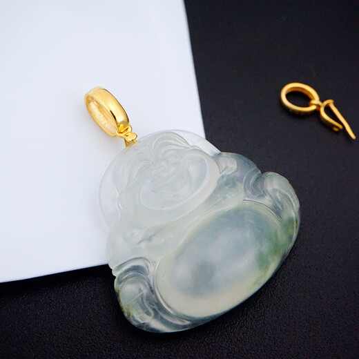 Time Bird pure 18k gold buckle jade jade pendant Buddha melon seed buckle au750 plain gold glossy k gold clip buckle simple style J J2 small size - yellow straight clip