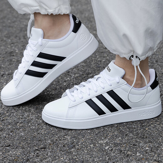Adidas NEO men's shoes 2025 summer new three-stripe white shoes light casual shoes low top sports shoes student board GW9195 white/black 41 (255mm)