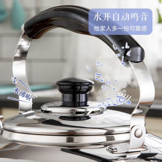 美厨（maxcook）304不锈钢烧水壶 5L加厚中式鸣音 煤气电磁炉通用 MCH653