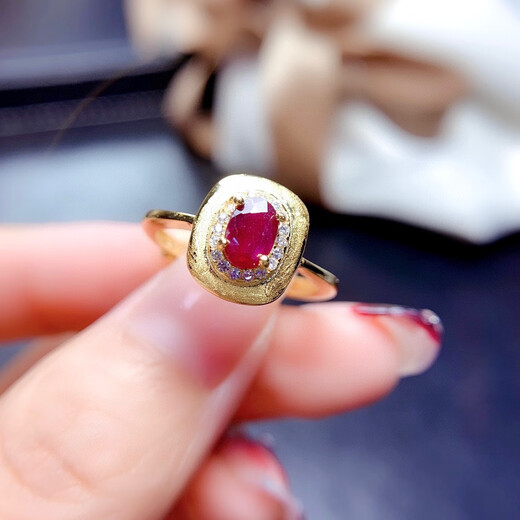 Tanhai natural ruby set high clarity main stone 4*6mm ruby ring earrings pendant three-piece set