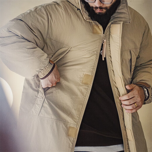 马登工装 美式复古PCU连帽棉服户外登山中长款派克服加厚棉袄大衣男冬 卡其色 L