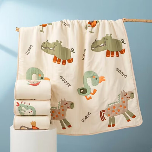 Jingdong Express Baby 10-layer thickened quilt Kindergarten baby warm quilt nap for four seasons blanket Cartoon rabbit head 110*110cm 1 pack