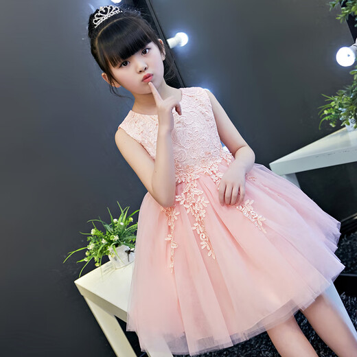 Annie Youer Día del Día Children de perfección y disfraces de actuación para niñas Faldas hinchadas Ropa de baile Estudiantes de la escuela primaria Vestidos Pink 130