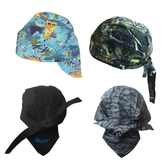 YHGFEE welder anti-scalding hat summer breathable sweat-absorbing pirate hat coconut magic headscarf welder head cover 23-3519Cubic cap not adjustable head circumference about 56cm