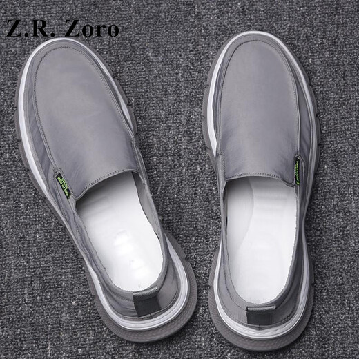 Z.R.Zoro品牌布鞋男2025新款夏季透气冰丝速干轻便休闲男士一脚蹬帆布鞋潮 黑色 40