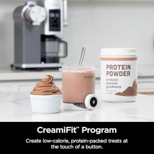 Ninja CREAMi家用冰淇淋搅拌机 软冰淇淋制作机 冰糕奶昔 冻酸奶和冷冻甜点机 13种一键式程序 NC701 银灰色