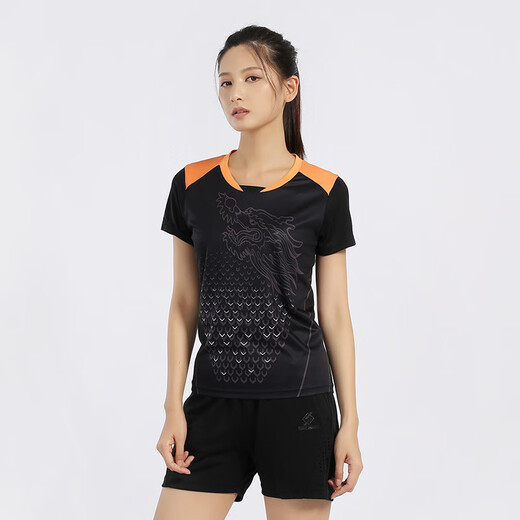 
Dixi badminton uniform sports suit quick-drying men and women volleyball uniform tennis uniform table tennis jersey group purchase custom one piece Children 3890 black single top S
