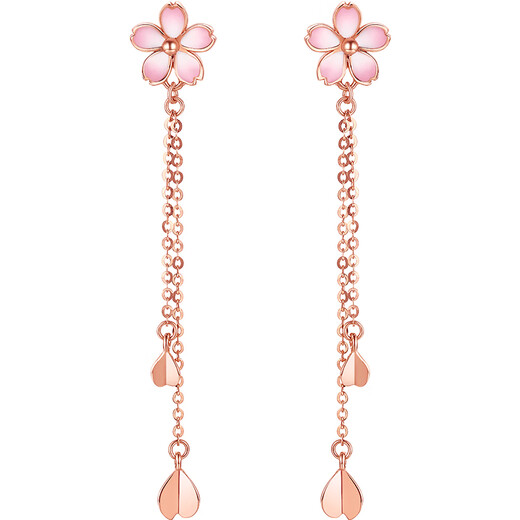 Saturday Fu 18K gold earrings for women Sakura Drunk series long earrings birthday gift KIHH096837 pair