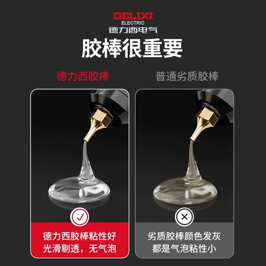 Delixi high-power hot melt glue gun industrial-grade children's handmade household high-viscosity glue stick with long mouth gun head 200W temperature-adjustable glue gun + 20 glue sticks - only one gun mouth