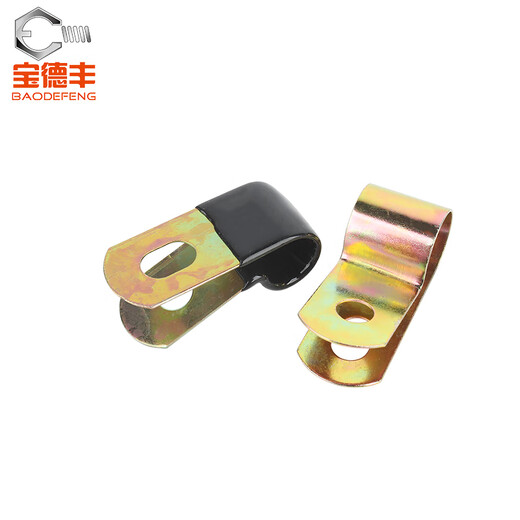 Baodefeng iron galvanized single tube clamp Q686F4 dip plastic R-type spring oil pipe clamp line card fixing wire metal clip iron color zinc-D18 (10 pieces)