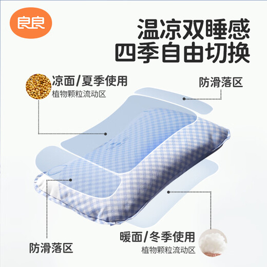 良良婴儿枕头宝宝0-1-3岁定型枕新生儿童护型枕蓝格1.0版本(单枕套)