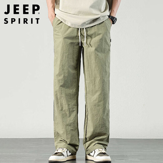 JEEP SPIRIT吉普美式高街休闲裤男夏季薄款速干裤子宽松阔腿长裤 浅绿 2XL 