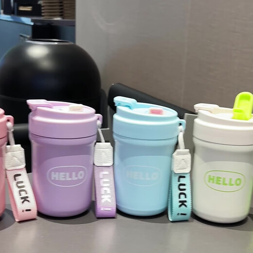 GROOT高颜值316不锈钢咖啡保温杯学生水杯大容量吸管杯子礼品定制logo 月光白 500ml