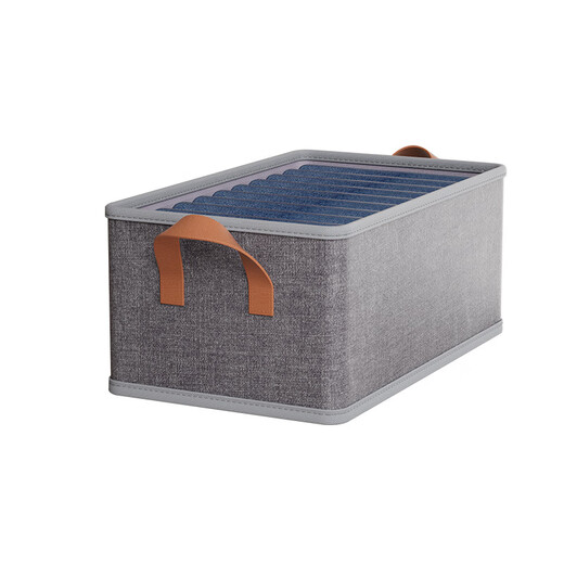 Jiu Wenbao home storage box wardrobe layered artifact clothes and pants storage box fabric cationic storage basket starry sky gray large size can hold 10 pairs of jeans No Specifications