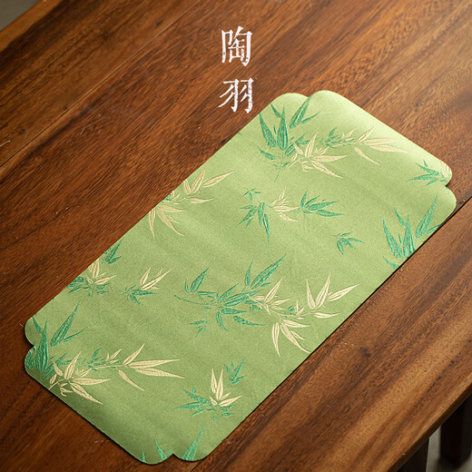Taoyu tea towel, tea cup, tea mat, Chinese tablecloth, pot absorbent tea towel mat, pure cotton rag, tea set, light luxury cover cloth, tea cloth, dry soaked bamboo shadow tea mat - rectangular