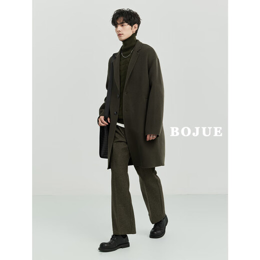 Earl Zoer [Clairing Up] Bolitiat en laine de banlieue Mabinement en laine double face pour le manteau de laine de la longueur et de la version coréenne d'hiver pour hommes p341327 Forest Green M