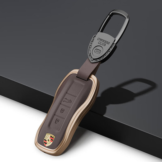 VKR подходит для Porsche Key Shell Cayenne Macan Paramela 718 Taycan911 Клавка Клоча Крышка Пакет Сумка Изменение цвета B-Coffee Brown + аппаратная пряжка