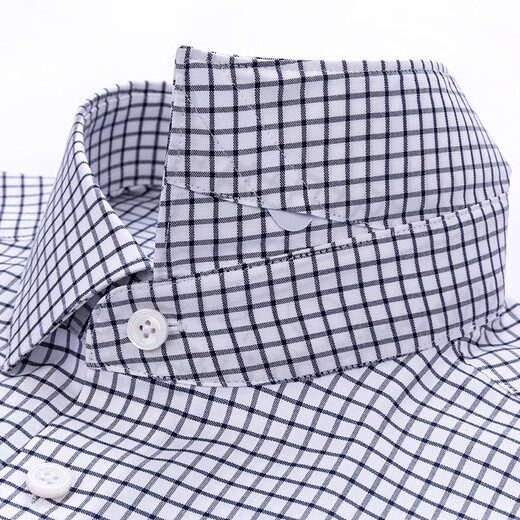 Shanshan (FIRS) 200 count DP no-iron long-sleeved shirt for men pure cotton high-end business plaid shirt for men gray plaid 42