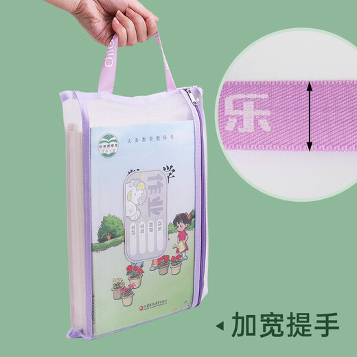 递乐A4文件袋大容量拉链袋学生网纱试卷学科目分类袋收纳作业资料补习袋 三层1484 作业款 双层网纱补习袋 作业款