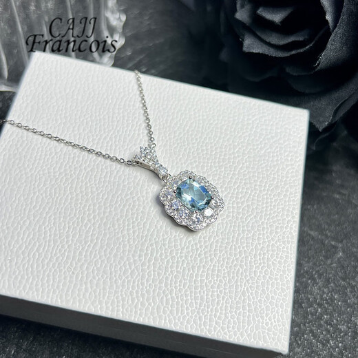 CAJJ Francois 1.60 carat aquamarine pendant for women, natural colored gemstone, jewelry gem 925 silver inlay, aquamarine pendant
