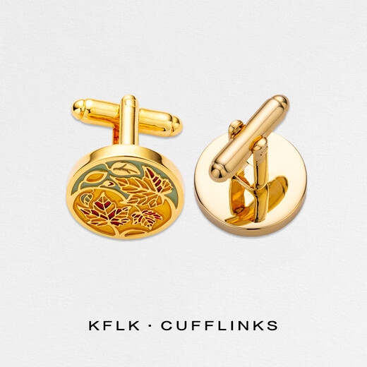 卡夫林克新品幸运叶子袖扣男士袖钉高档衬衫法式袖口扣金属 Cufflinks K124 银色袖扣-幸运叶子