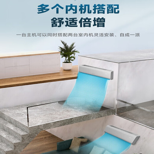 Skyworth central air-conditioning one-to-two wall-mounted unit for household, commercial apartment, multi-tube DC inverter, small apartment, loft room, 2 HP large, secondary energy efficiency, 1 HP internal unit (equipment price)