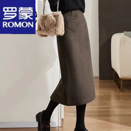 ROMON skirt women's 2024 autumn and winter new style high-end straight high-waist slim drape professional hip-covering one-step skirt black M