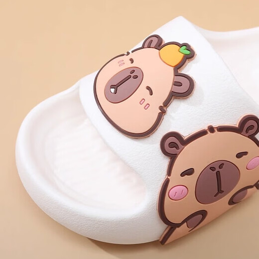 Hunter Kapibara children's summer slippers for boys indoor bathing non-slip cartoon soft bottom deodorant girls home slippers off-white single layer 30.5 190mm (6-8 years old)