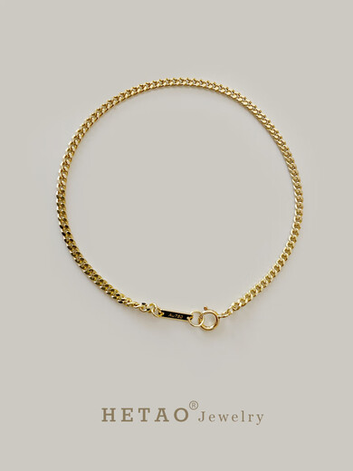 Shumo HETAO minimalist side chain Xiping Cuban chain bracelet sparkling plain gold full 18K gold light gold does not fade other lengths can be customized, customization is not returnable